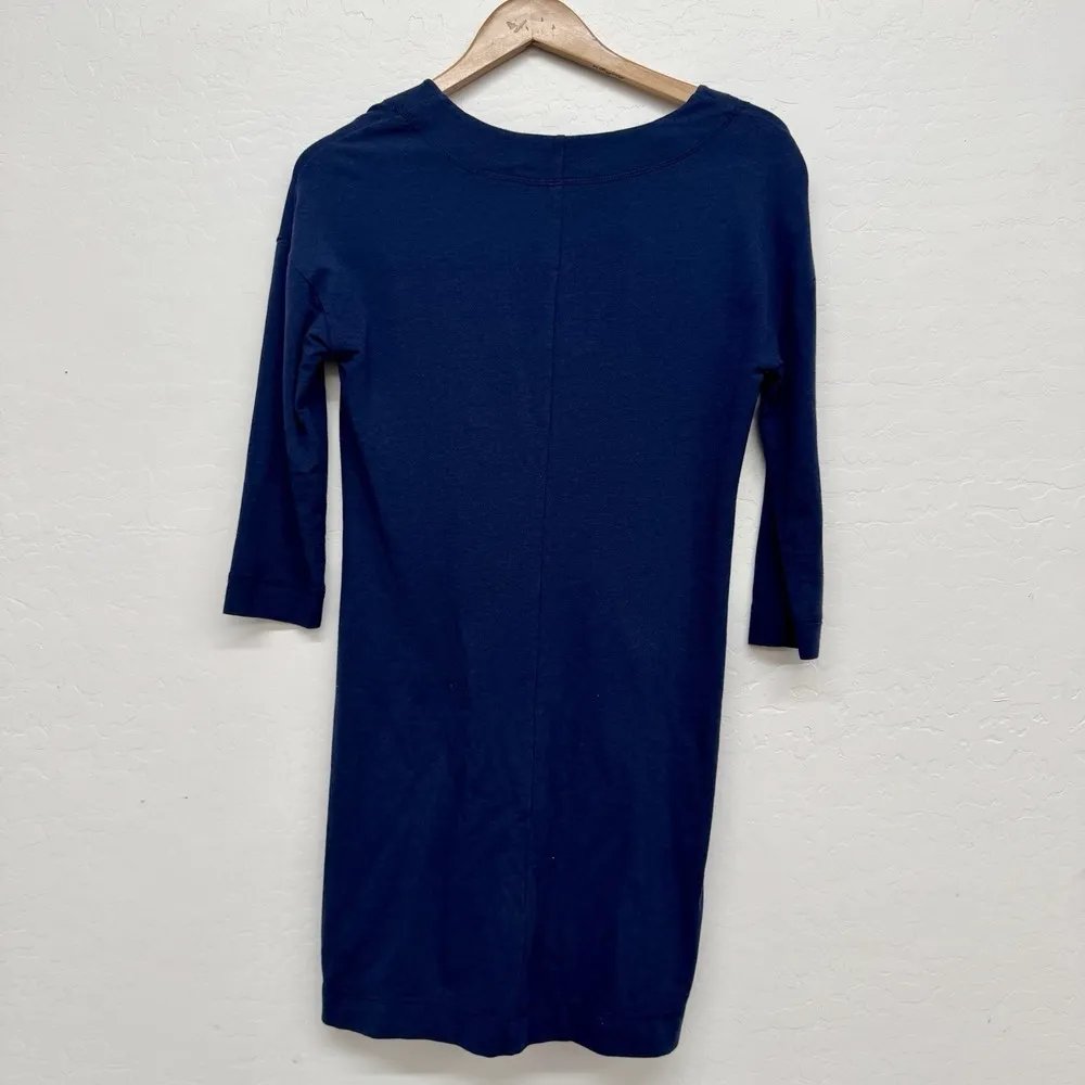 Lilly Pulitzer Joyce T-Shirt Dress Size XS True Navy Blue V-Neck Pockets UPF 50+ - Image 3