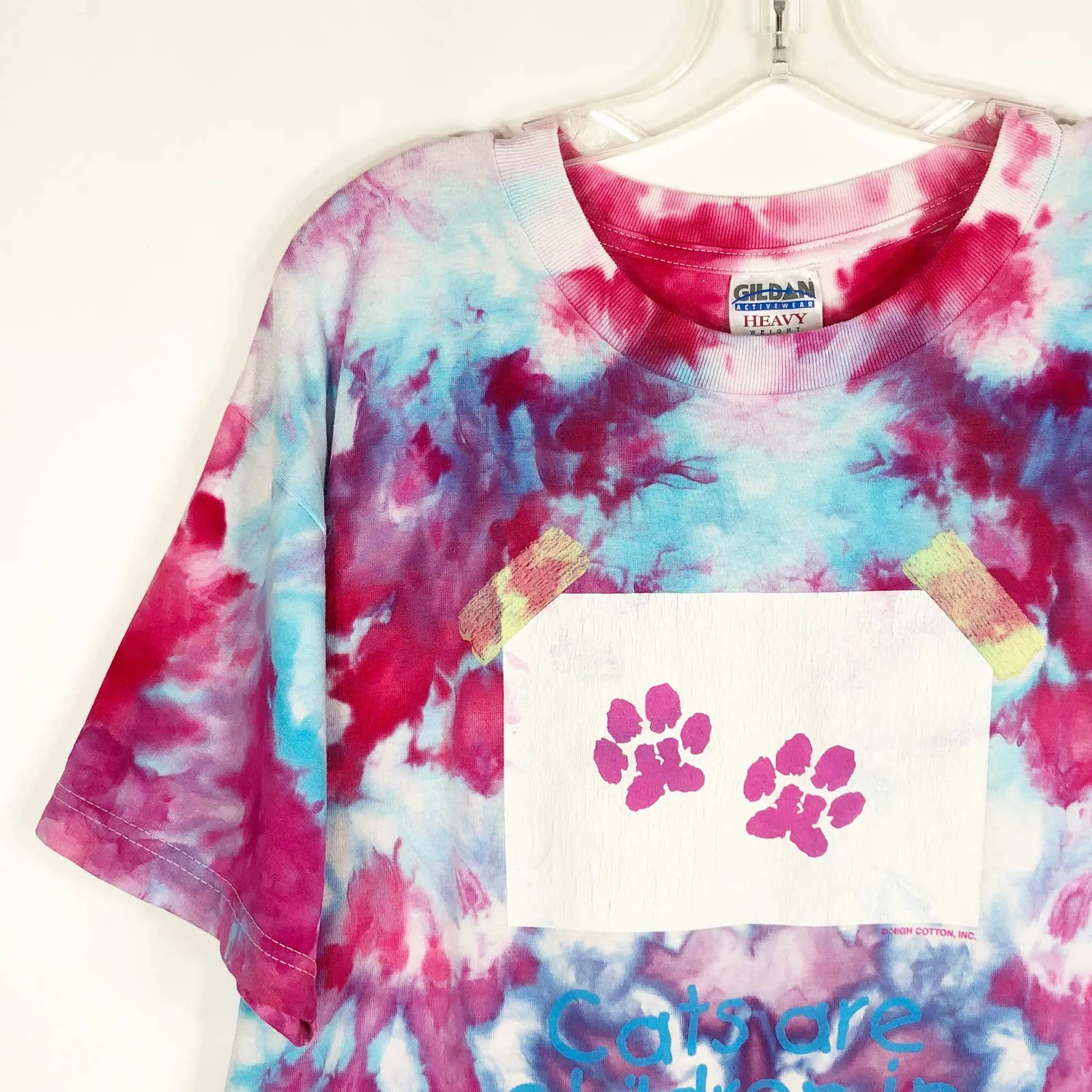 Cat Lady Tie Dye Tee Size Large Gildan Handmade Unisex Pink Blue Purple‎ 144 - Image 4