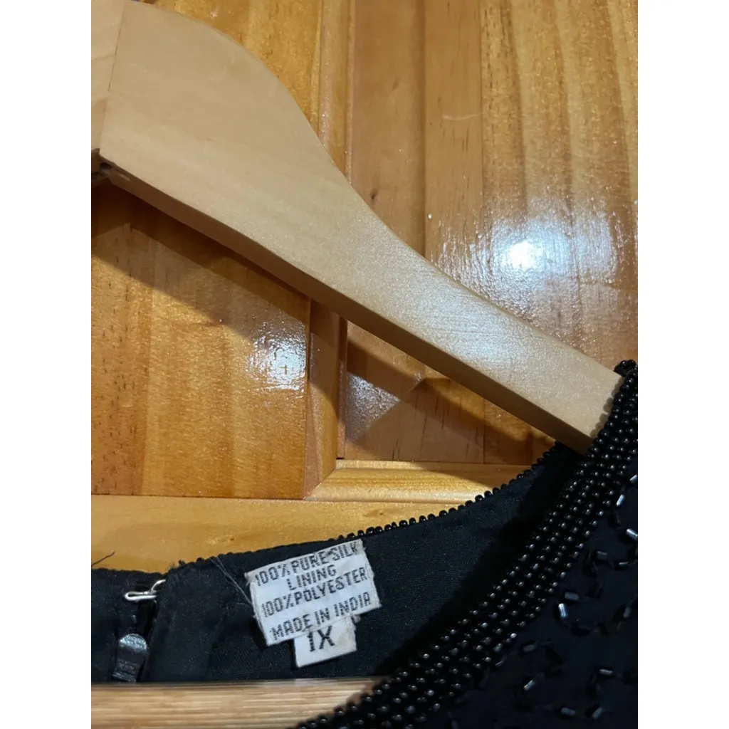 Scala Plus Size 1X Black Beaded Cocktail Sequin Fringe Party Dress Flapper Style - Image 4