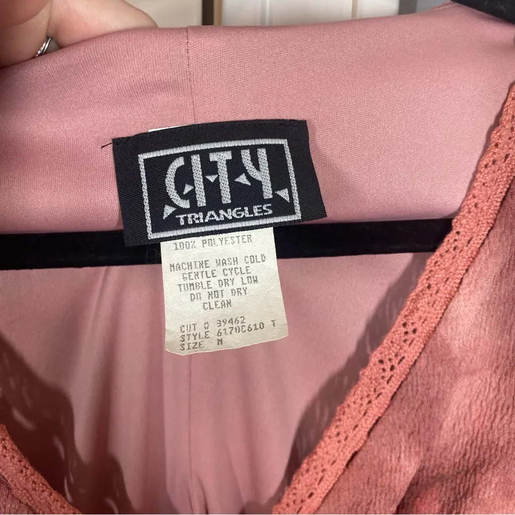 Vintage 90s/Y2K City Triangles Flouncy Mini/Midi‎ Dress Tie Straps Flirty medium - Image 2