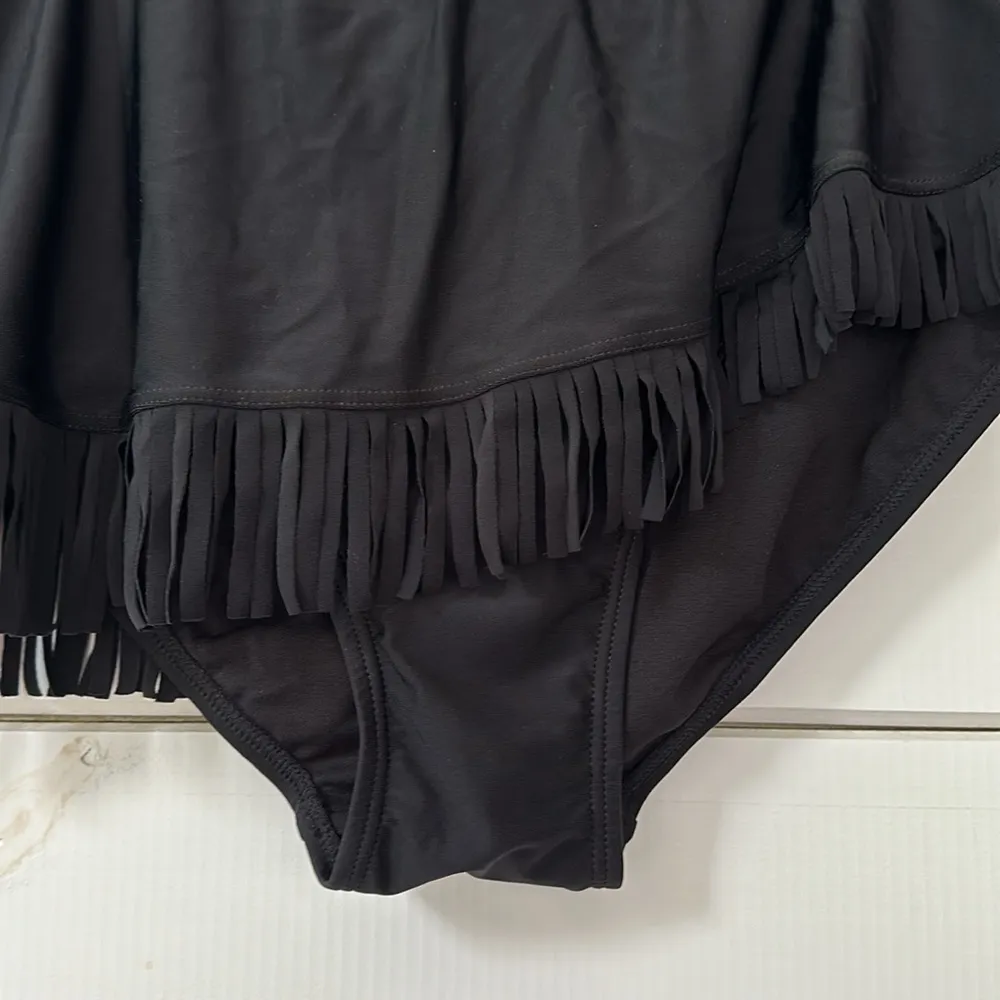 Swimsuits For All Fringe Sarong Skirt Black NEW Size 20 - Image 6