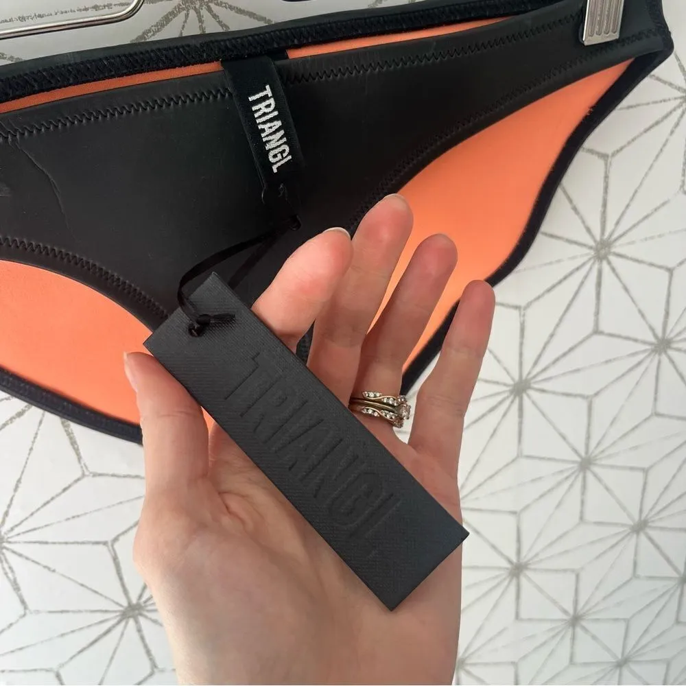 Triangl Neoprene Leather Feel Swim Bikini Bottom Black Size M - Image 3