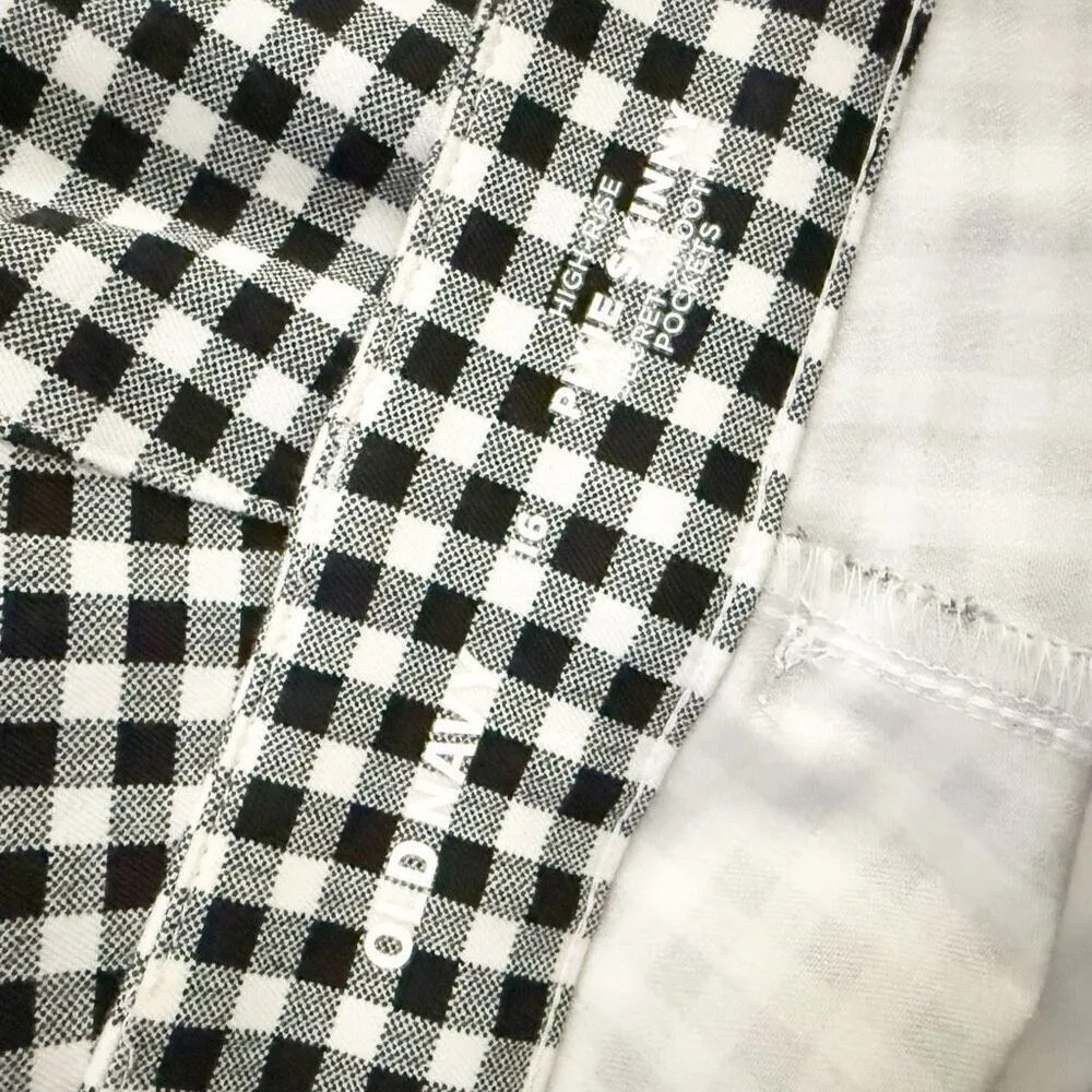 OLD NAVY | Black White Buffalo Plaid Check Pixie Pants High Rise Skinny | 16 - Image 8