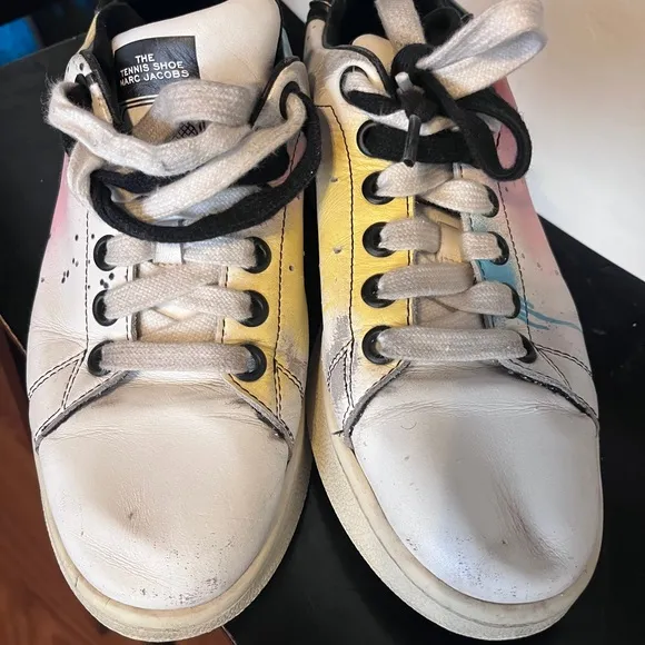 Marc Jacobs  White and Yellow Sneakers/Tennis Shoes Size 39 - Image 2