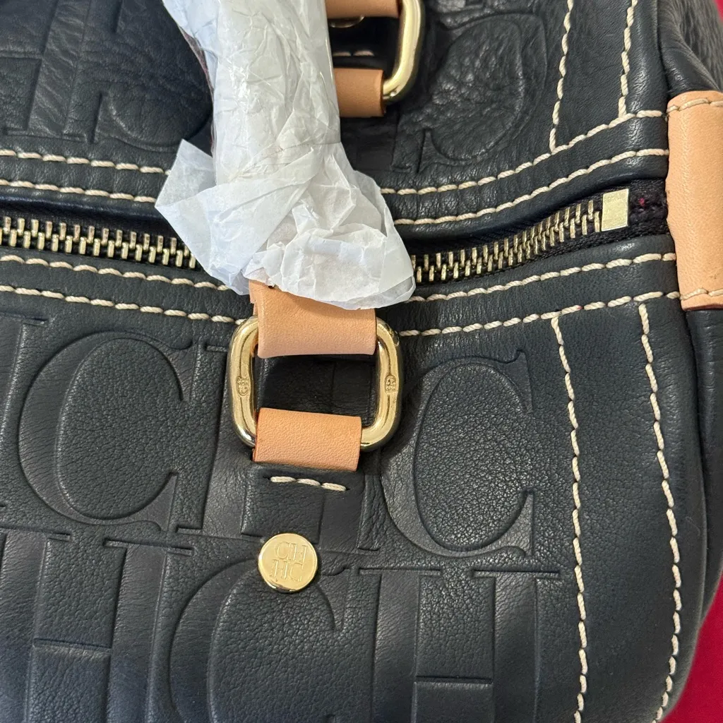 NWOT Authentic Carolina Herrera Black Genuine Leather CHCH ANDY Satchel Bag - Image 7