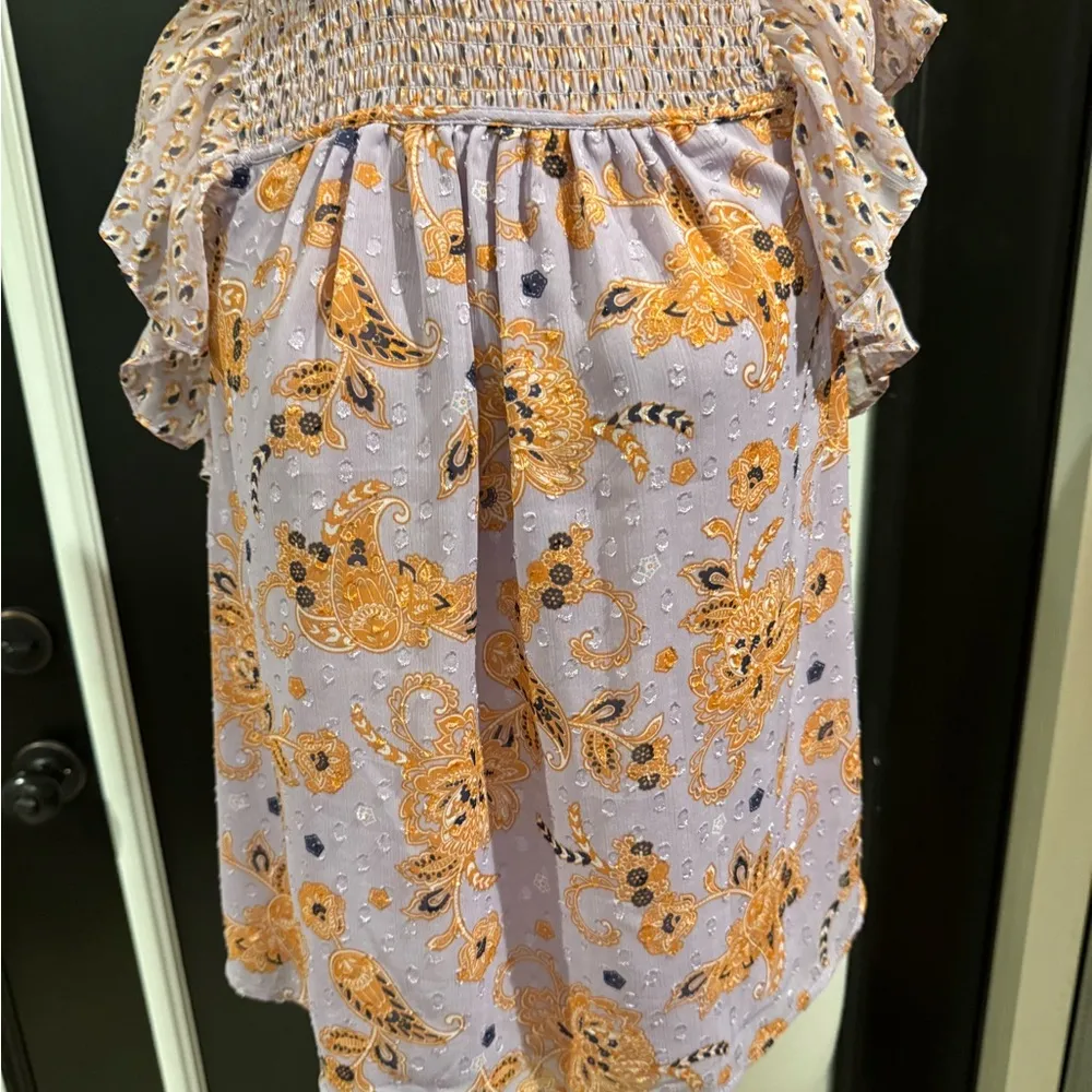 Floral Ruffle Sleeve Dress Purple Size XS - Image 11