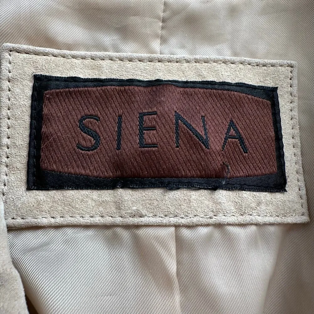 SIENA light beige leather suede button front jacket Tan Size M - Image 6