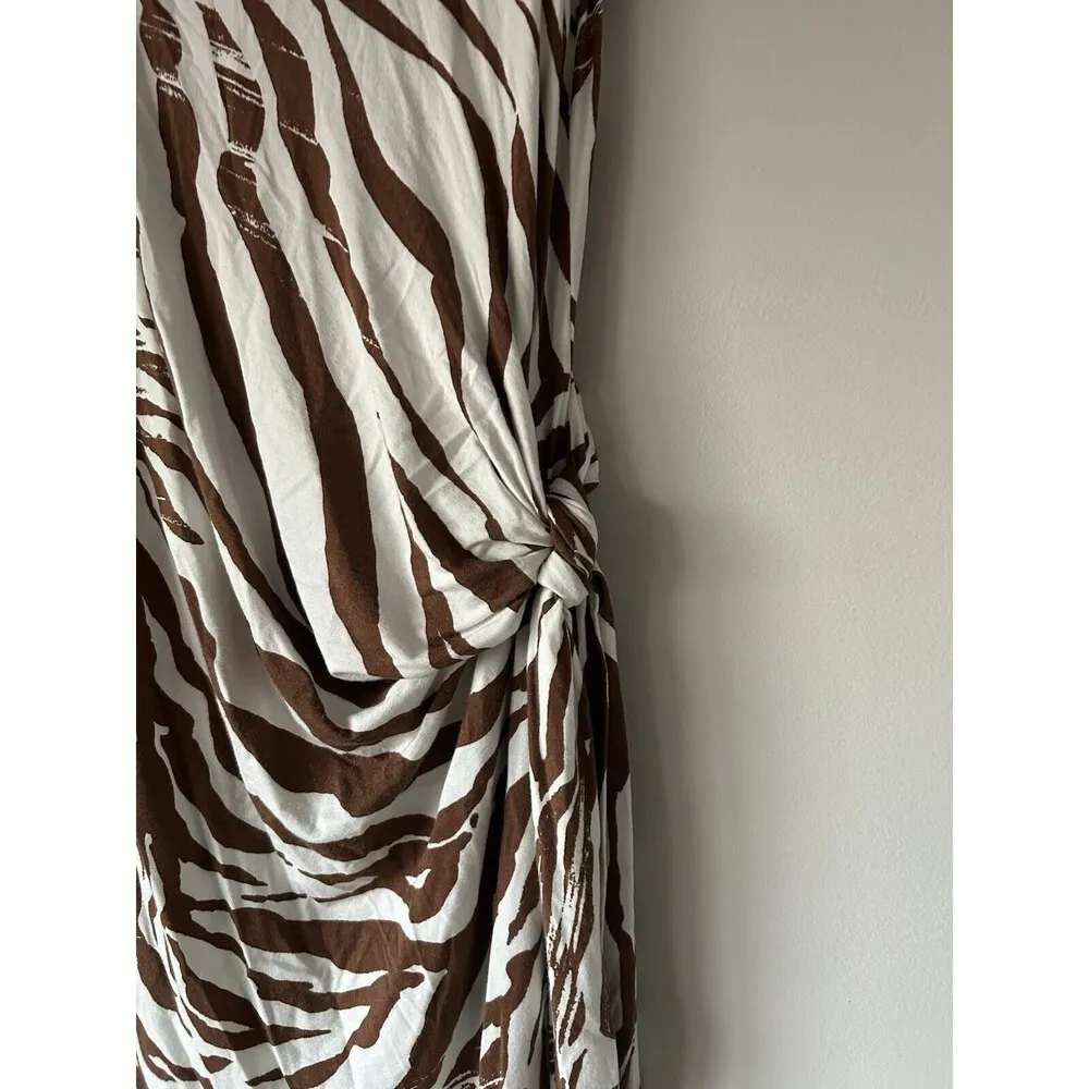 Lafayette 148 New York Zebra Side Tie Midi Dress Size Medium Unique Animal Print - Image 4