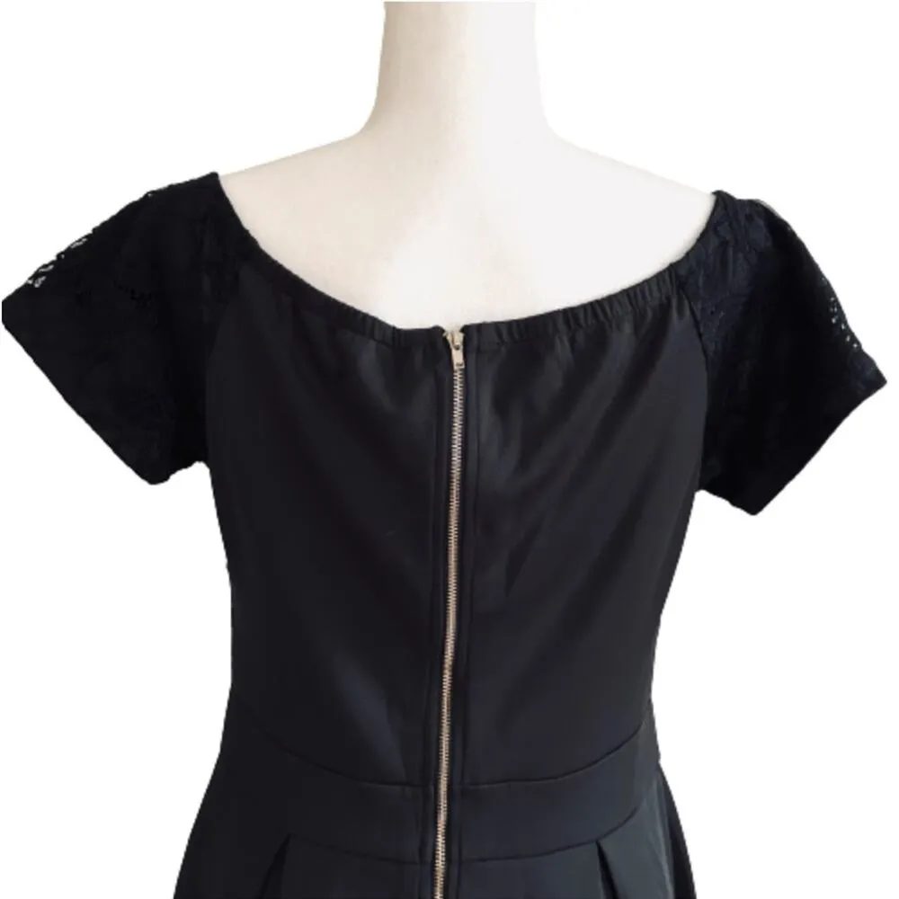 Miusol Dress Black Lace Short Sleeve Fit Flare Elegant Cocktail Dress Medium NEW - Image 6