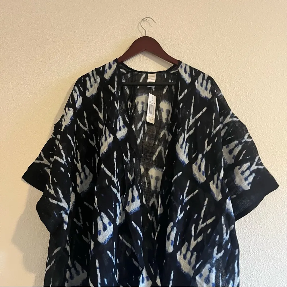 NWT L*Space Shibori Seas Go With the Flow Cover Up Kimono One Size Midnight Blue - Image 4