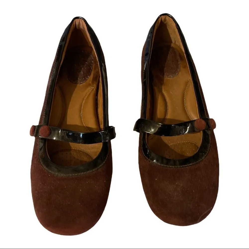 Clarks Artisan Purple Suede and Leather Slip On Low Wedge Loafers 8 - Image 5