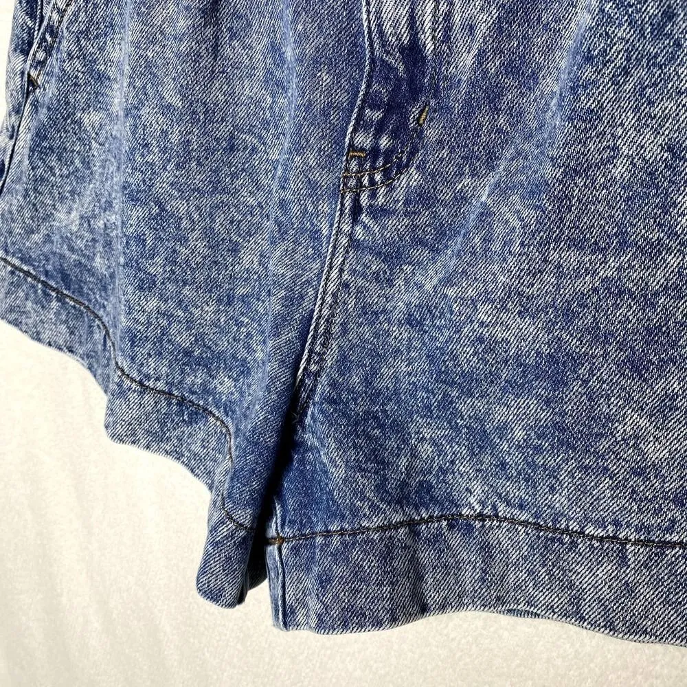 American Eagle Outfitters Denim Jean Mom Shorts Yoke Front Acid Wash Blue Size 8 - Image 8