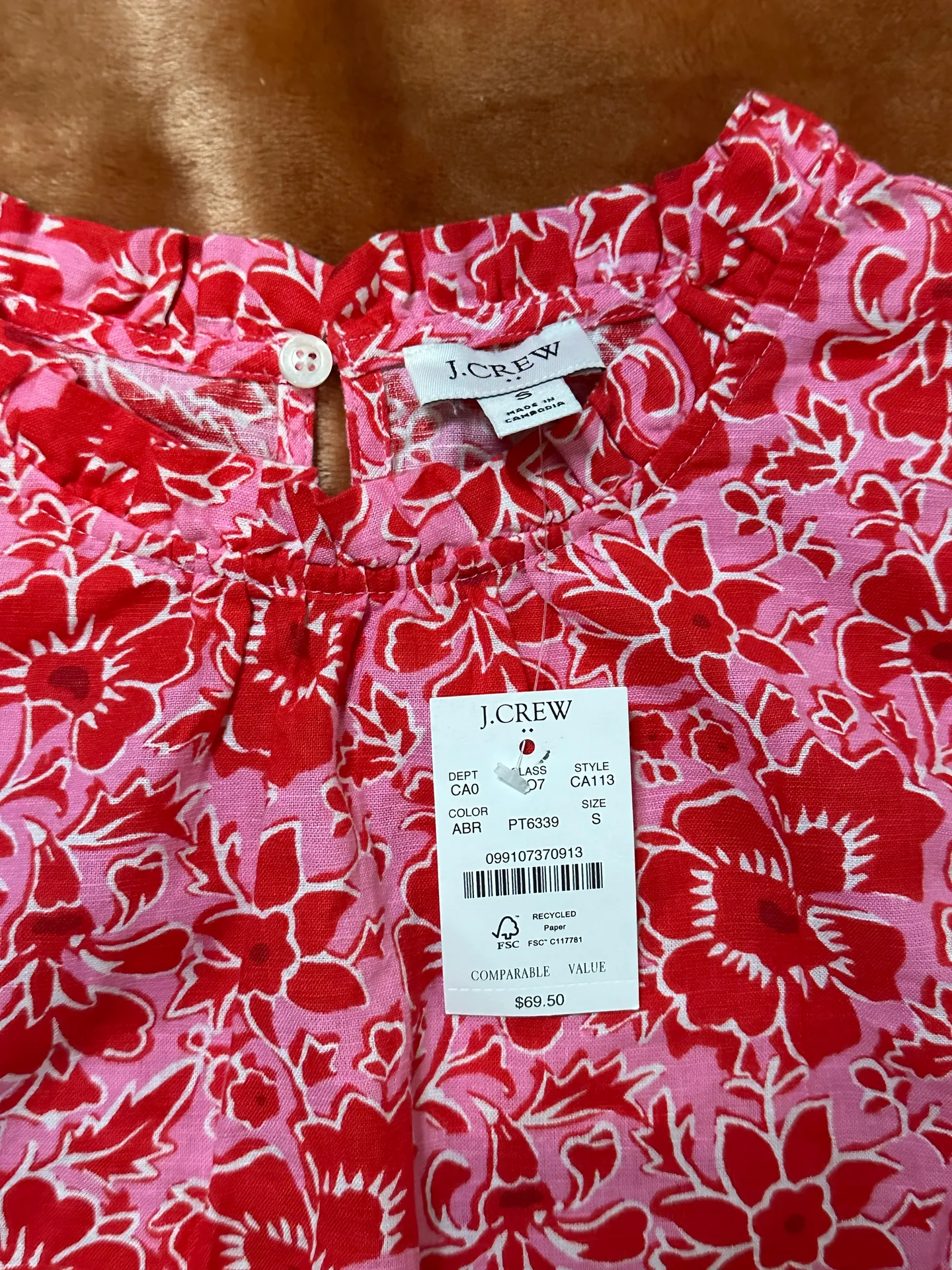 JCrew Pink Floral Shirt  - Image 2