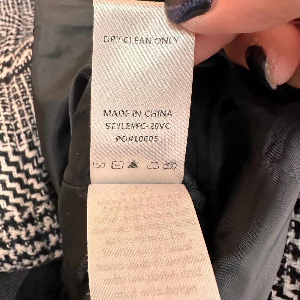 Fate Black & White Houndstooth Zip Up Hooded Jacket Size One Size - Image 10