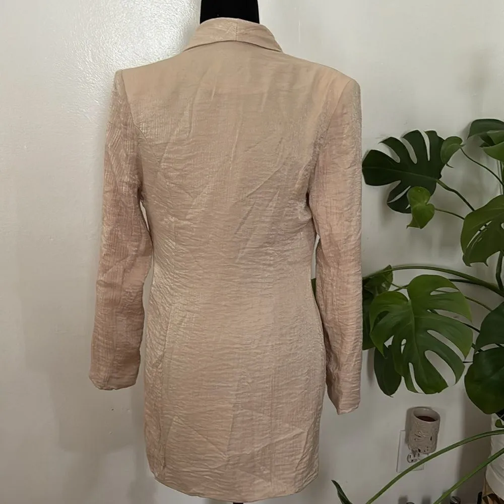 AKARISE GOLD METALLIC BLAZER DRESS Gold Size M - Image 6