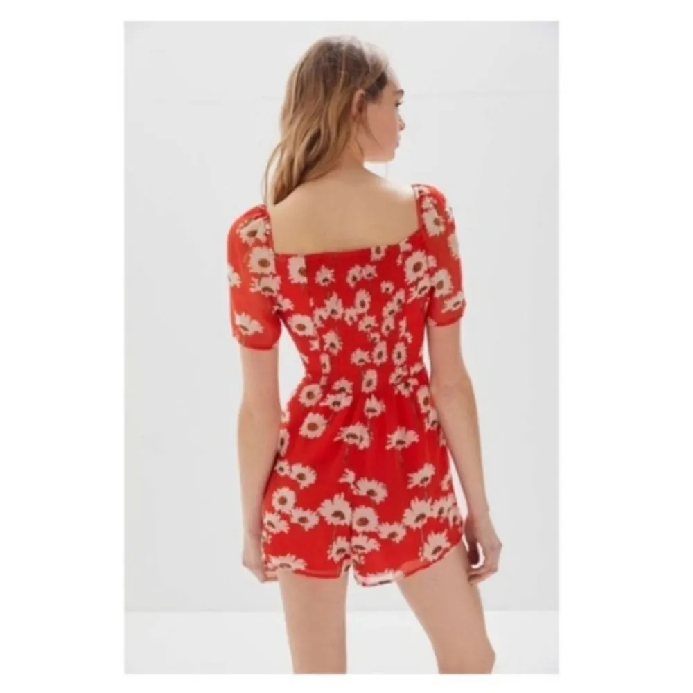 Urban Outfitters UO Lula Red Floral Short Sleeve Romper XS - Image 16