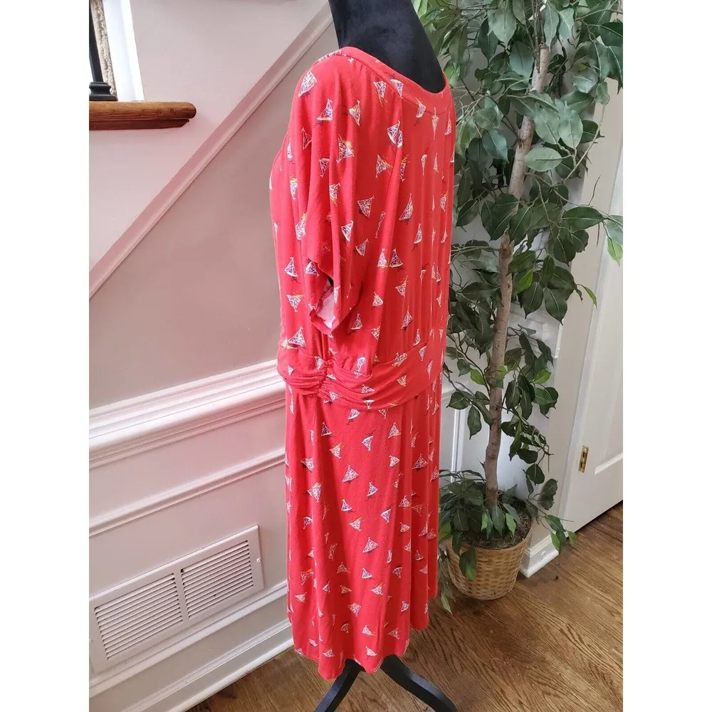 Signature Collection Women Red Round Neck Short Sleeve Knee Length Dress 18W - Image 6