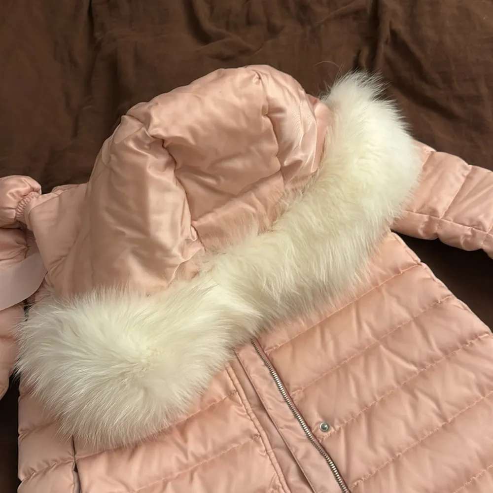 Miu miu A line oversized fur trim pink down puffer jacket - Image 11