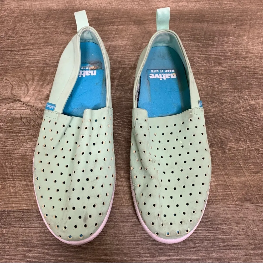 Native Green Perforated Slip On Shoes Size 8 - Image 12