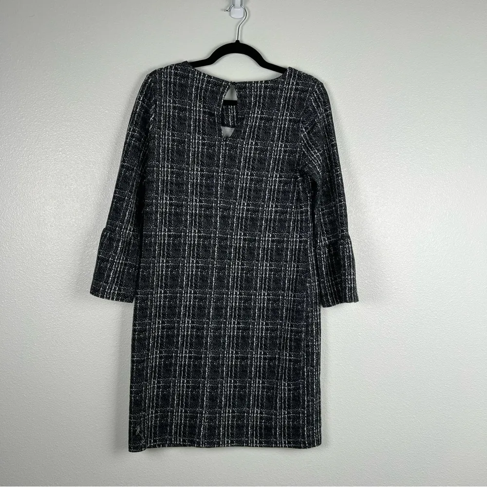 BANANA Republic Tartan Bell Sleeve Dress Gray‎ Sz 6 - Image 6