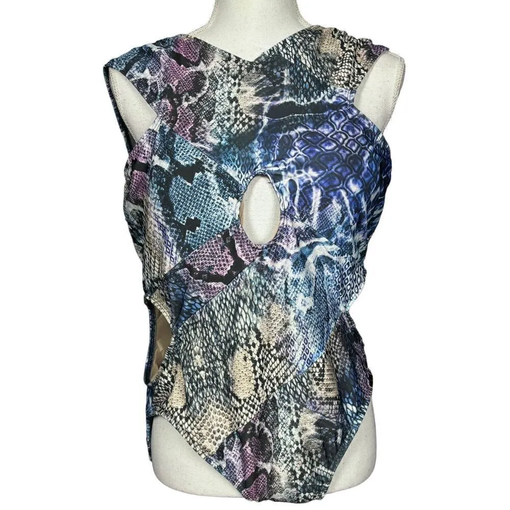 New Monif C Swimsuit w/Cover Up Plus Size 1X Havana Bandage Purple Snake Print - Image 2