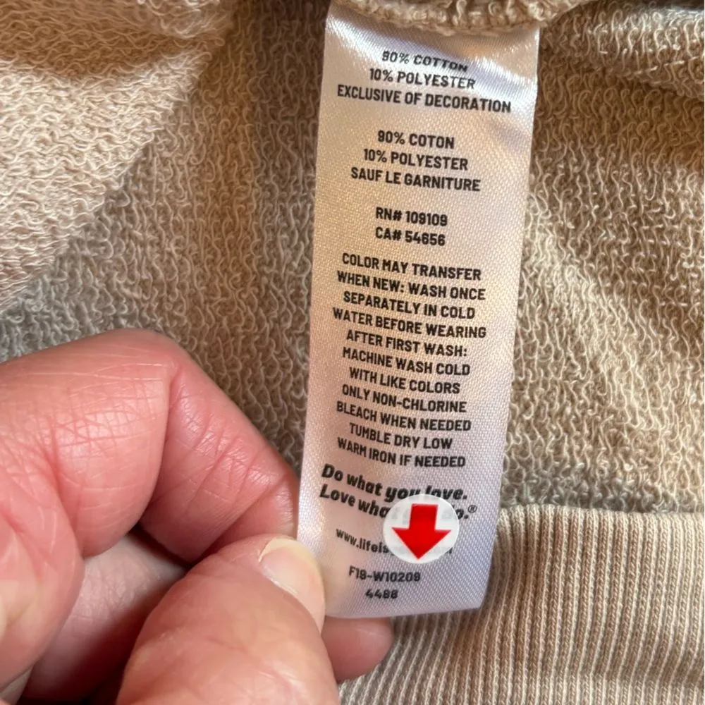 Life Is Good Raw French Terry Pullover Sweatshirt Hall Zip Women Large New Mocha - Image 11