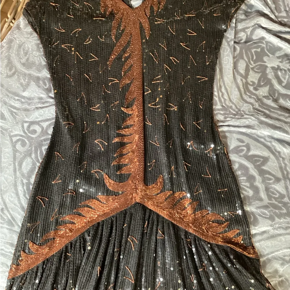 Black & Bronze Sequin Embellished Flutter Sleeve Midi Dress - Image 11