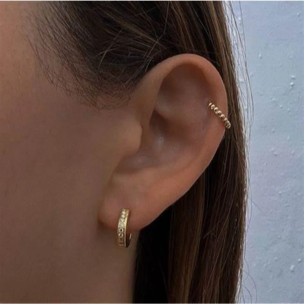 The M Jewelers NY The Melrose Huggies in Gold New Womens Small Hoops Crystals - Image 7