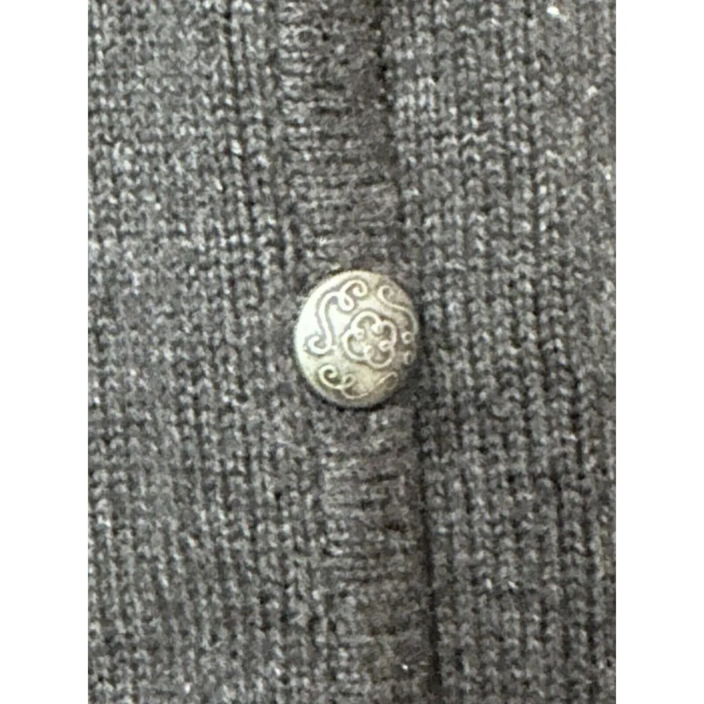 TOG SHOP Mitten Cardigan SWEATER Sz XL Embroidered Appliques Gray - Image 7