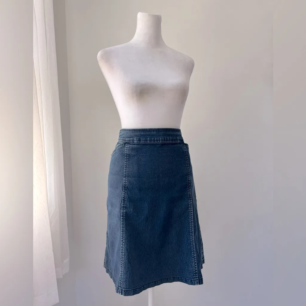 Halogen Dark Denim Knee Length Skirt - Image 3