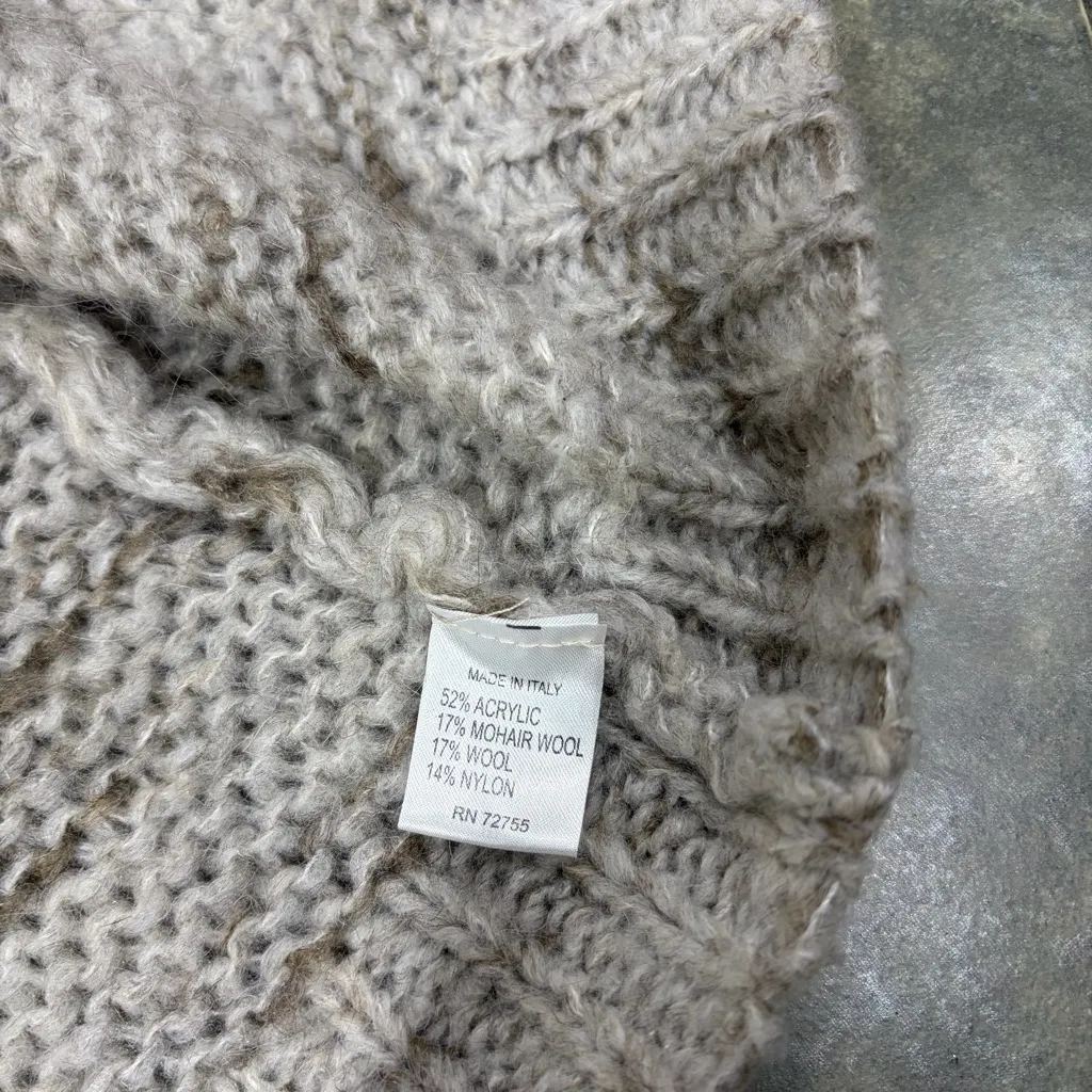 PAOLA MANFREDI ITALY Cardigan Sweater Sz M Taupe Mohair Wool Blend Knit Luxury Gray Size M - Image 7