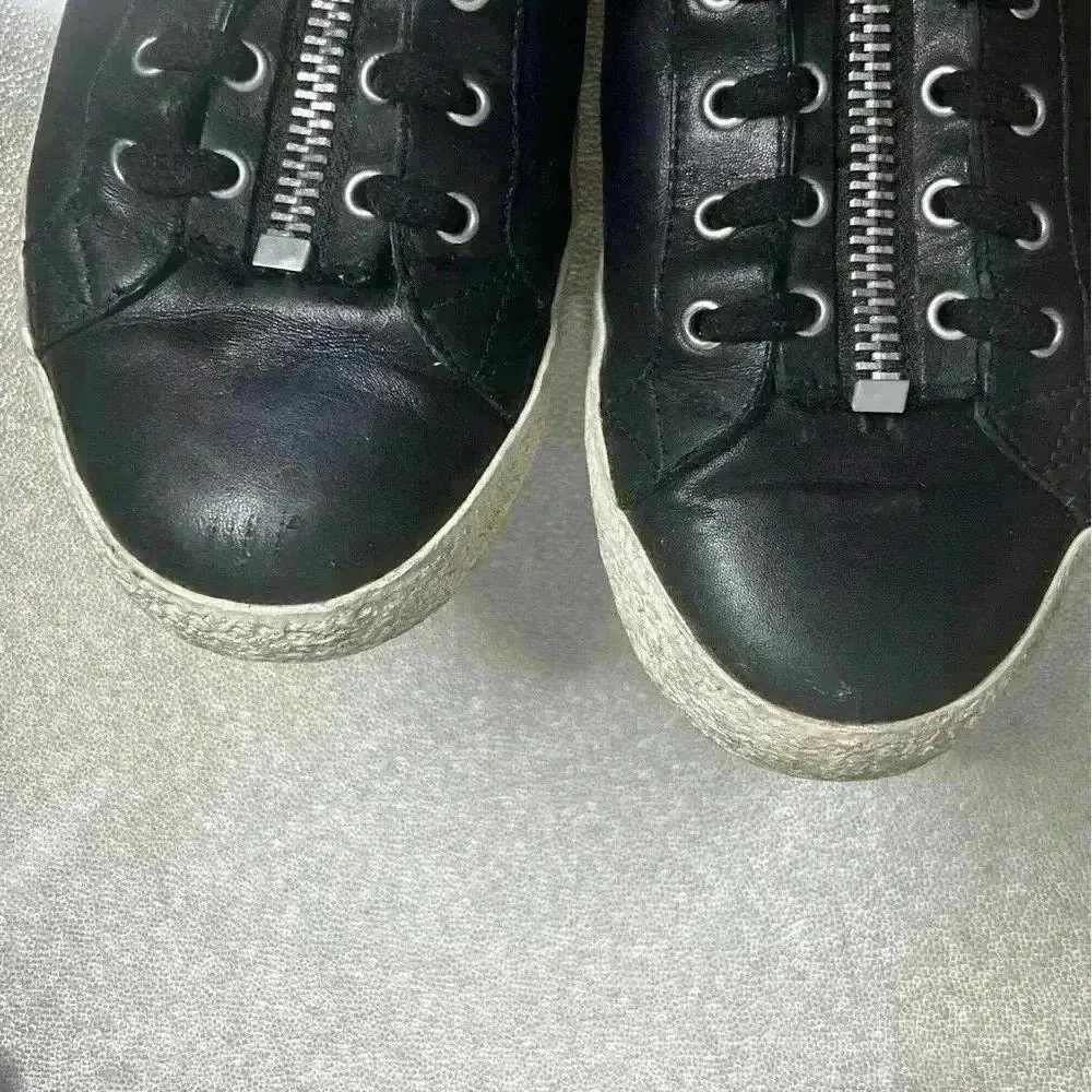 ASH Nirvana Black Leather With Zip Detail Sneaker EU 38 - Image 9