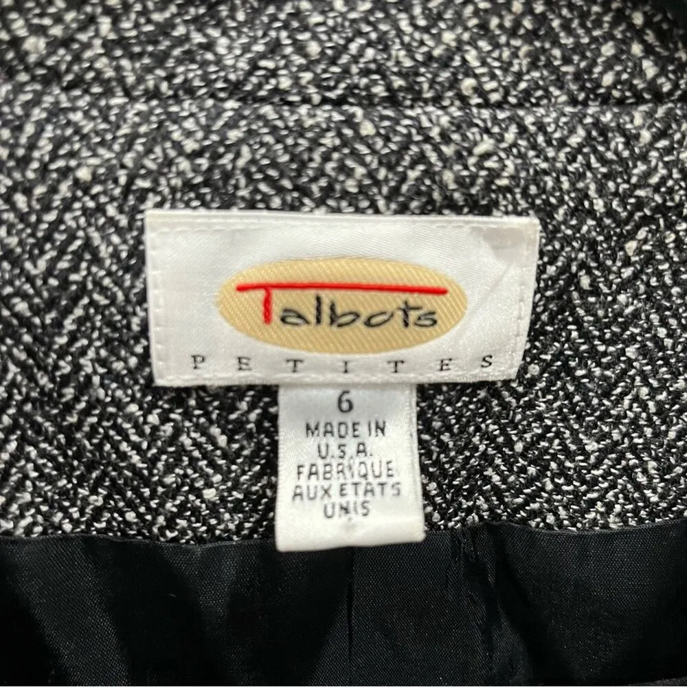 Talbots Gray Tweed 3 Button Blazer Structured Wool Blend - Image 3