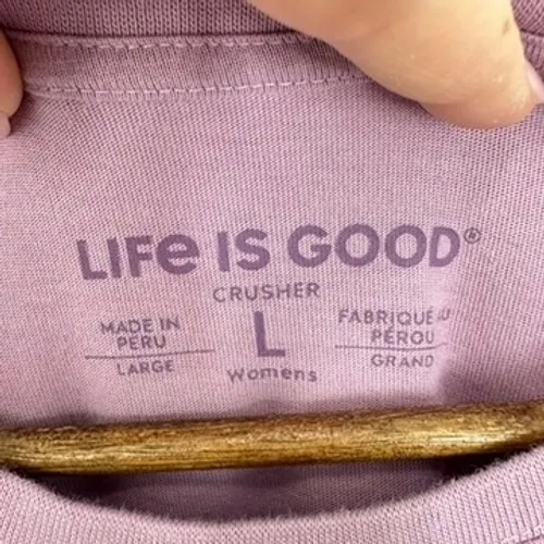 Life is Good Womens‎ Crusher Tee Long Sleeve Yellow Lab Dog Graphic Top Purple L - Image 3