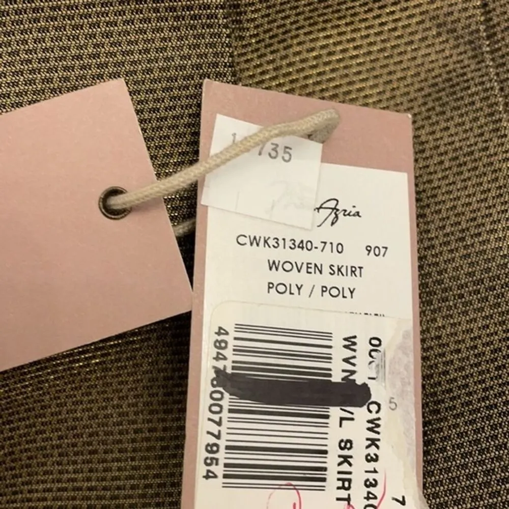 Max Azria Metallic Antique Gold Woven Pleated Cocktail Skirt Womens 2 NEW Silk - Image 3