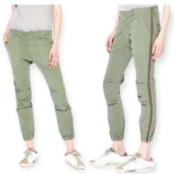 Nili Lotan Cropped French Military Pants Camo Green Grosgrain Tape Size 2 - Image 2