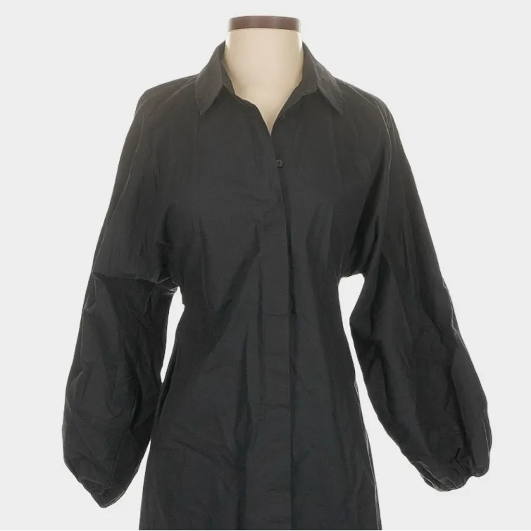 Modern Citizen Clara Open Back Button Down Long Sleeve Shirt Dress Black XS - Image 6