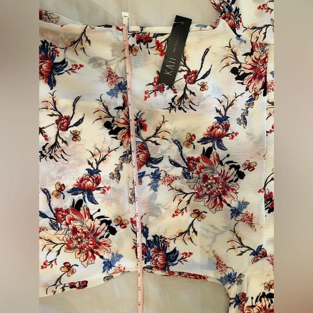 Kaii Los Angeles NWT Ivory Floral Kimono Jacket Size M White Size M - Image 6