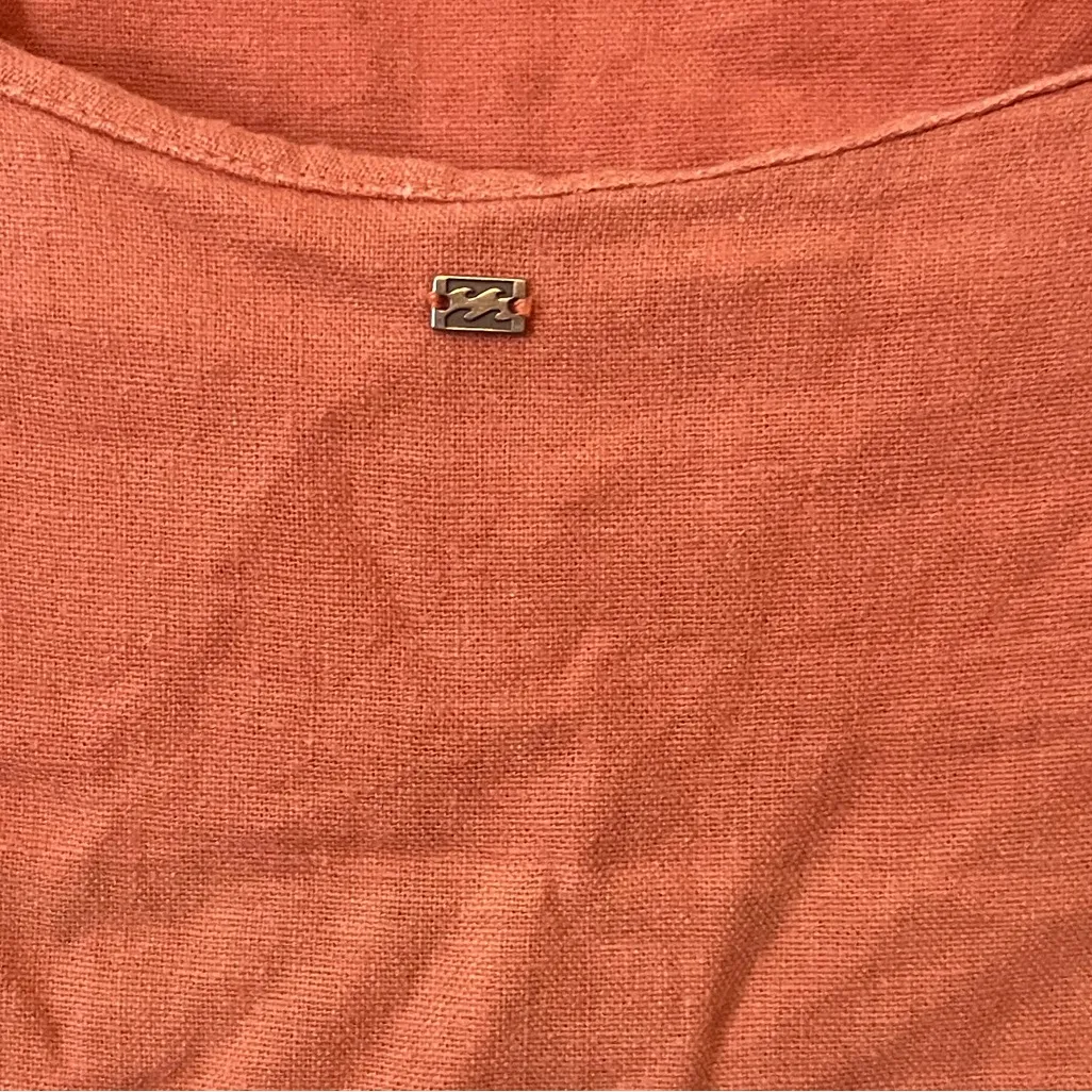 Billabong Women’s Terracotta Boho Linen‎ Blend Slip Mini Dress Size 12 Large - Image 3