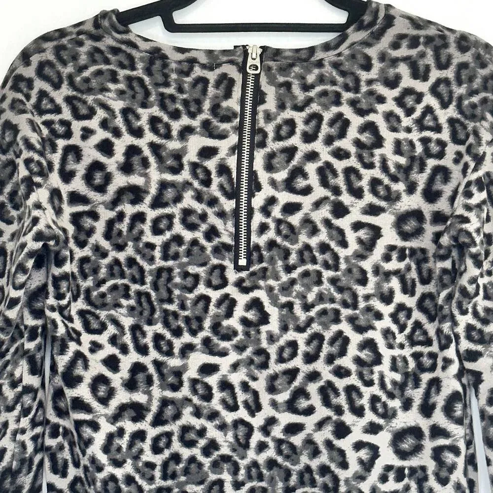 Splendid Crew Neck Sweater, Long Sleeve Leopard Knit, Black, Grey Girls 14 NWOT - Image 4