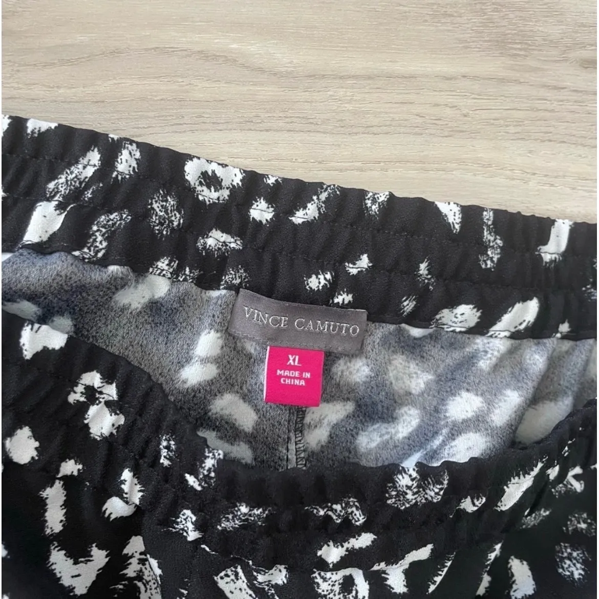 Vince Camuto Womens XL Black White Leopard Print Elastic Waist Casual Pants - Image 4