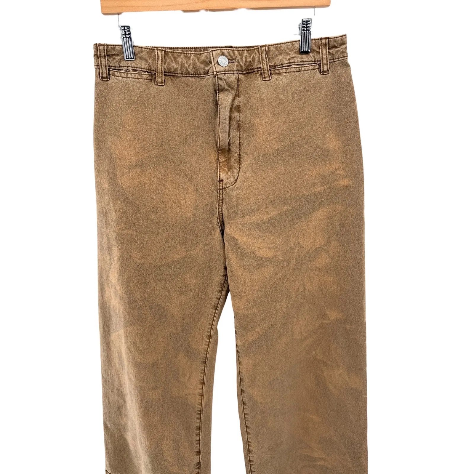 Anthropologie Pilcro James Taupe Tan Fade Wash Cropped Wide-Leg Pants 32 NWT - Image 2