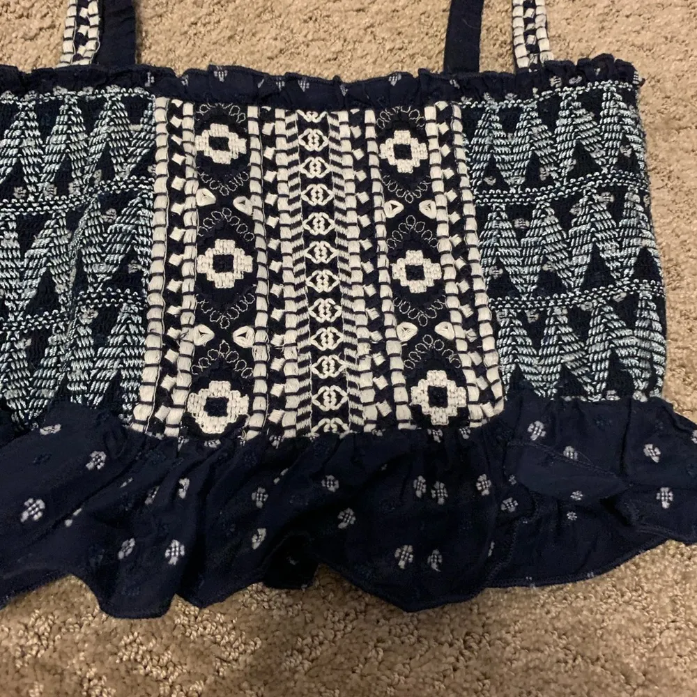 Navy boho crop top Blue - Image 2