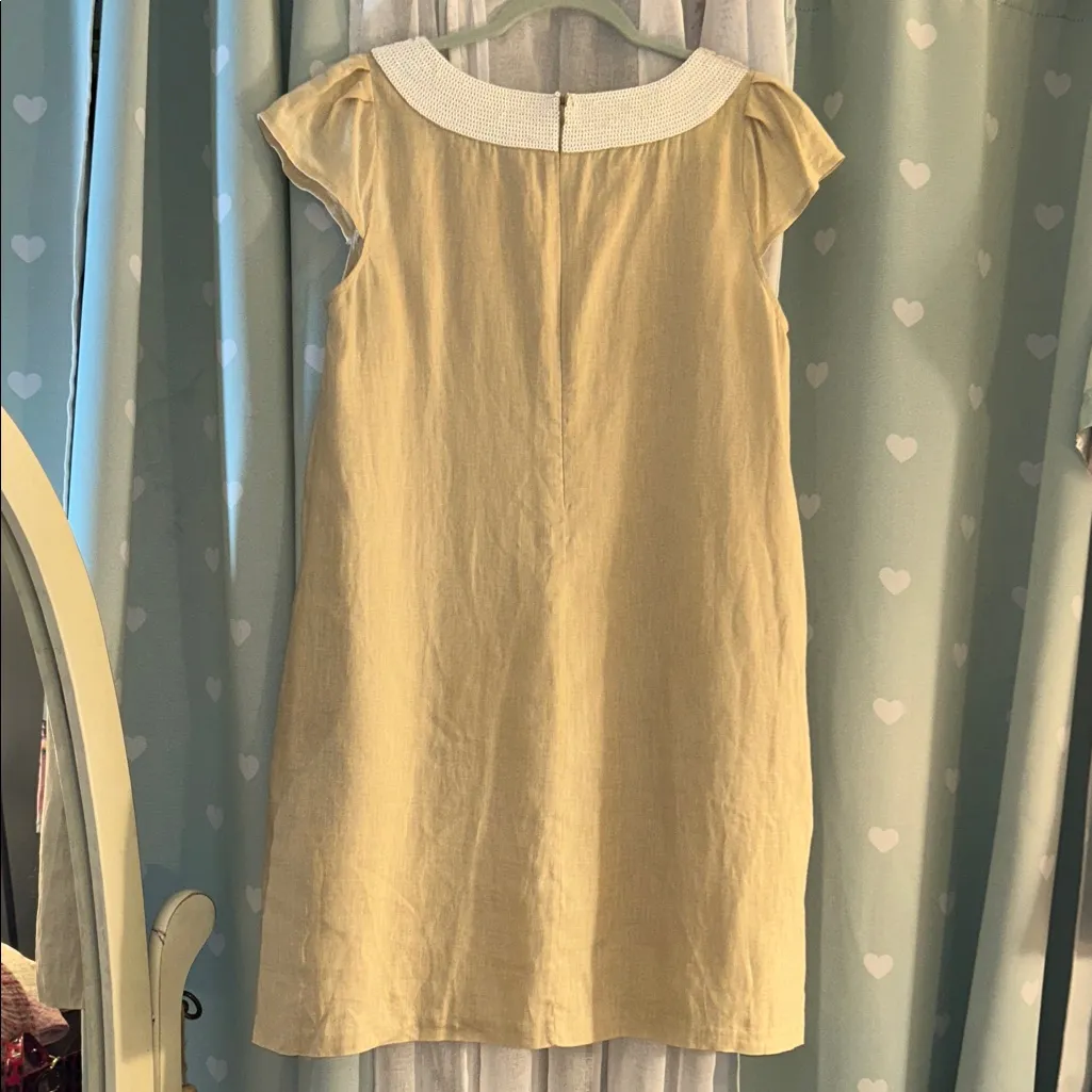 Calypso St. Barth Size L Beige Linen Dress with Sequined Neckline - Image 7