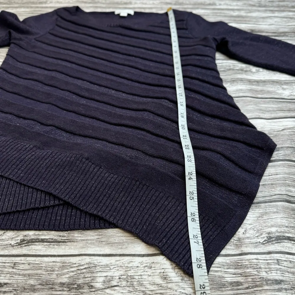 New York & Company Womens Asymmetrical Sweater Dark Purple Metallic M Med Medium - Image 12