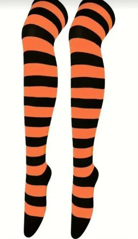 Halloween Orange & Black Striped Thigh - Image 2