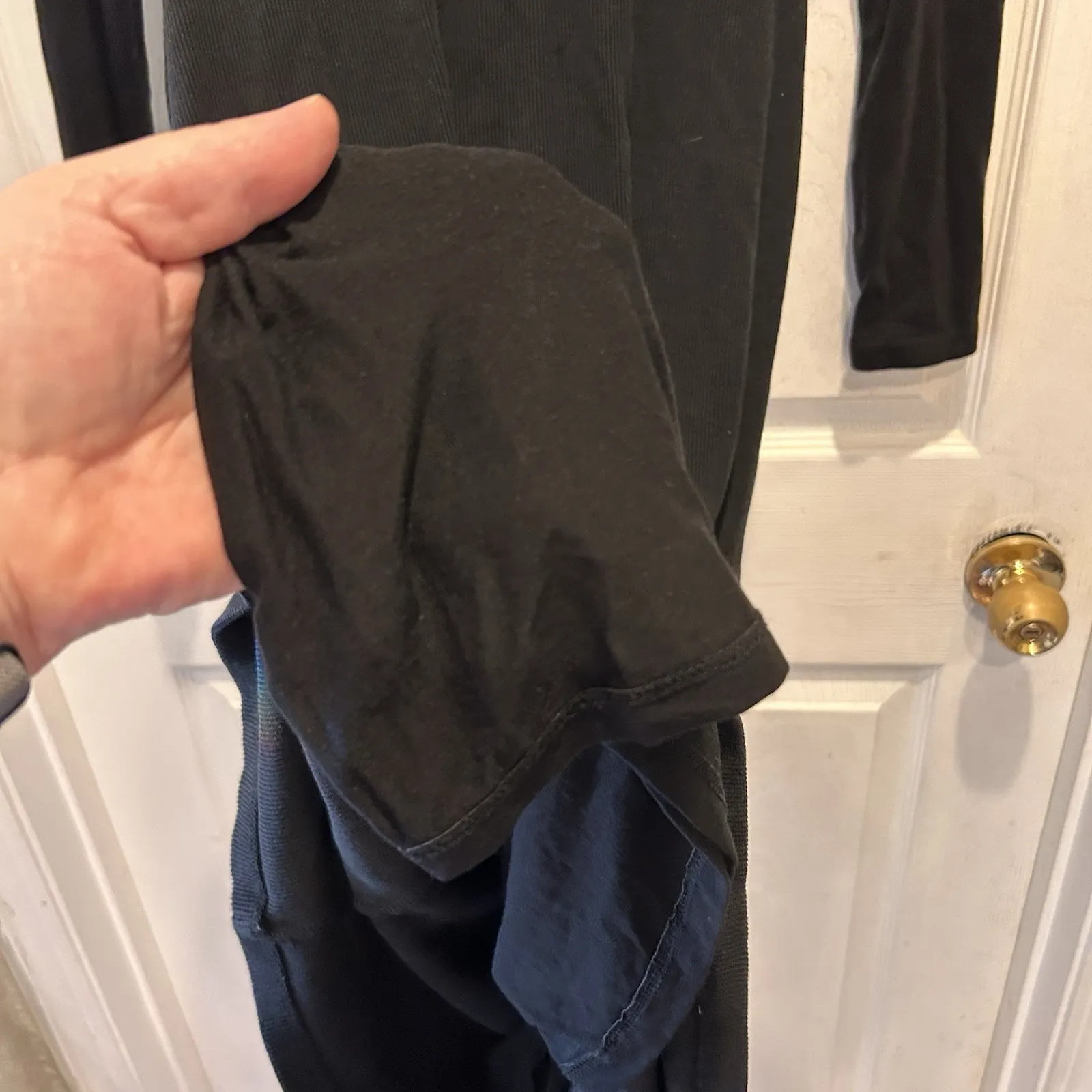 Marine Layer‎ Lexi Rib Long Sleeve Midi Dress Black Womens Large Lined Lyocell - Image 3