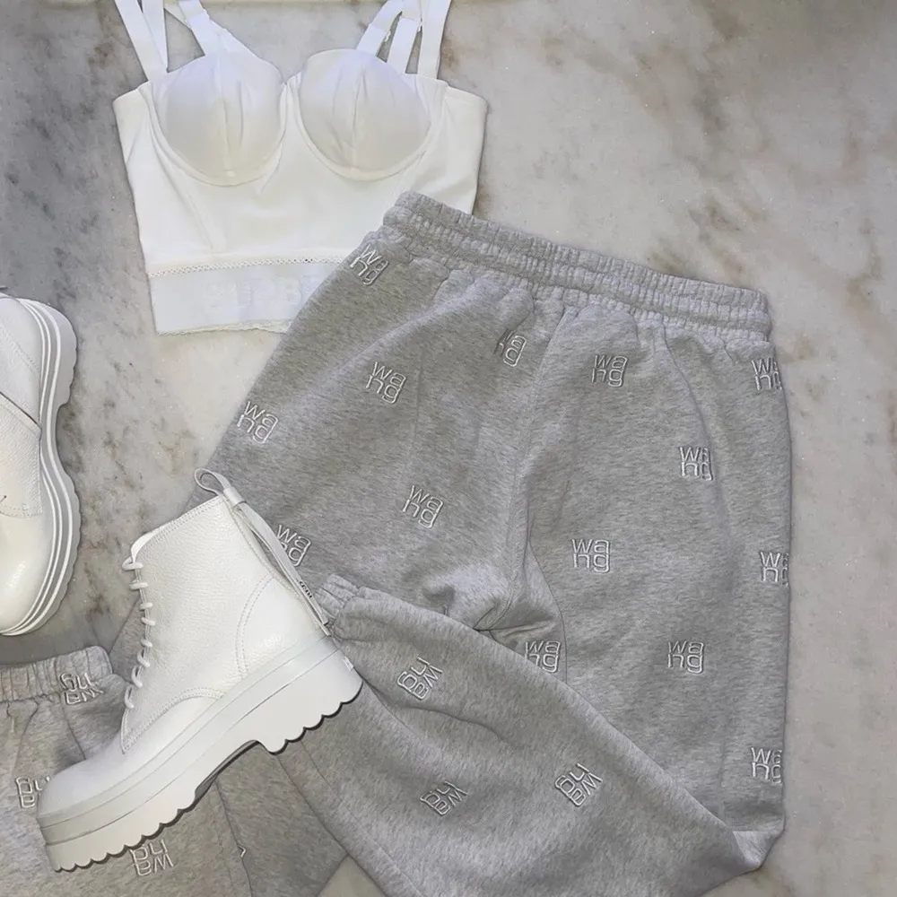 Alexander Wang Logo Embroidered Jogger Sweatpants in Gray - Image 5