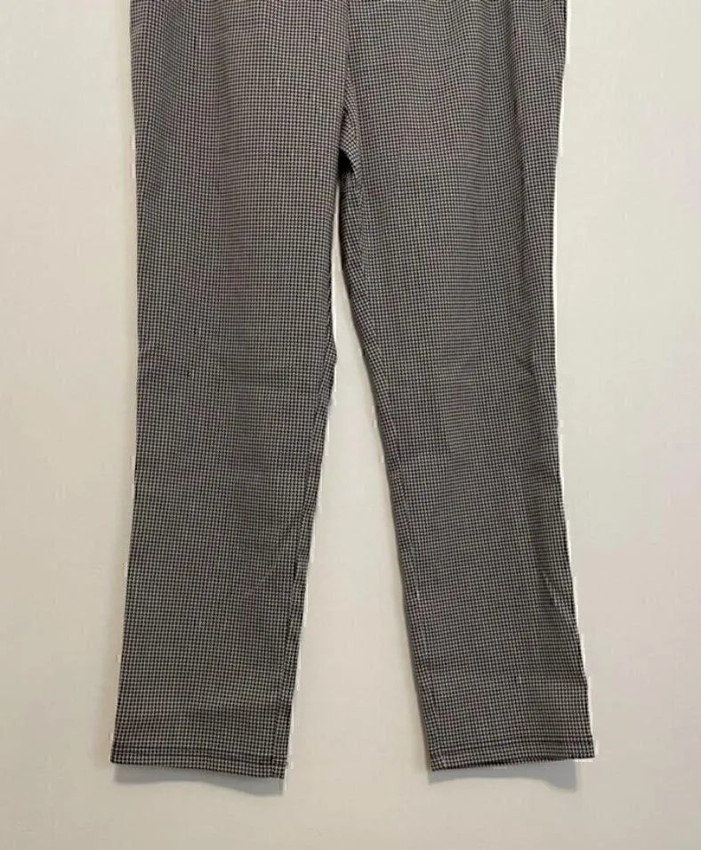 CALVIN KLEIN White Black Houndstooth Pull On Elastic Cropped ? Tapered Leg Pants - Image 4