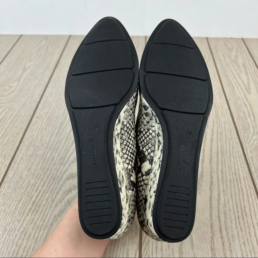 Easy Spirit Abelle Leather Almond Toe Low Wedges 6.5M Black & White Snake Python - Image 10